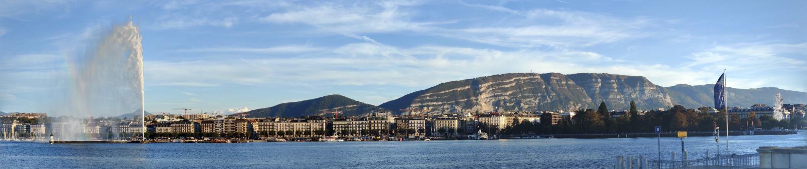 Panorama from the West side of Lake Geneva looking East in Geneva