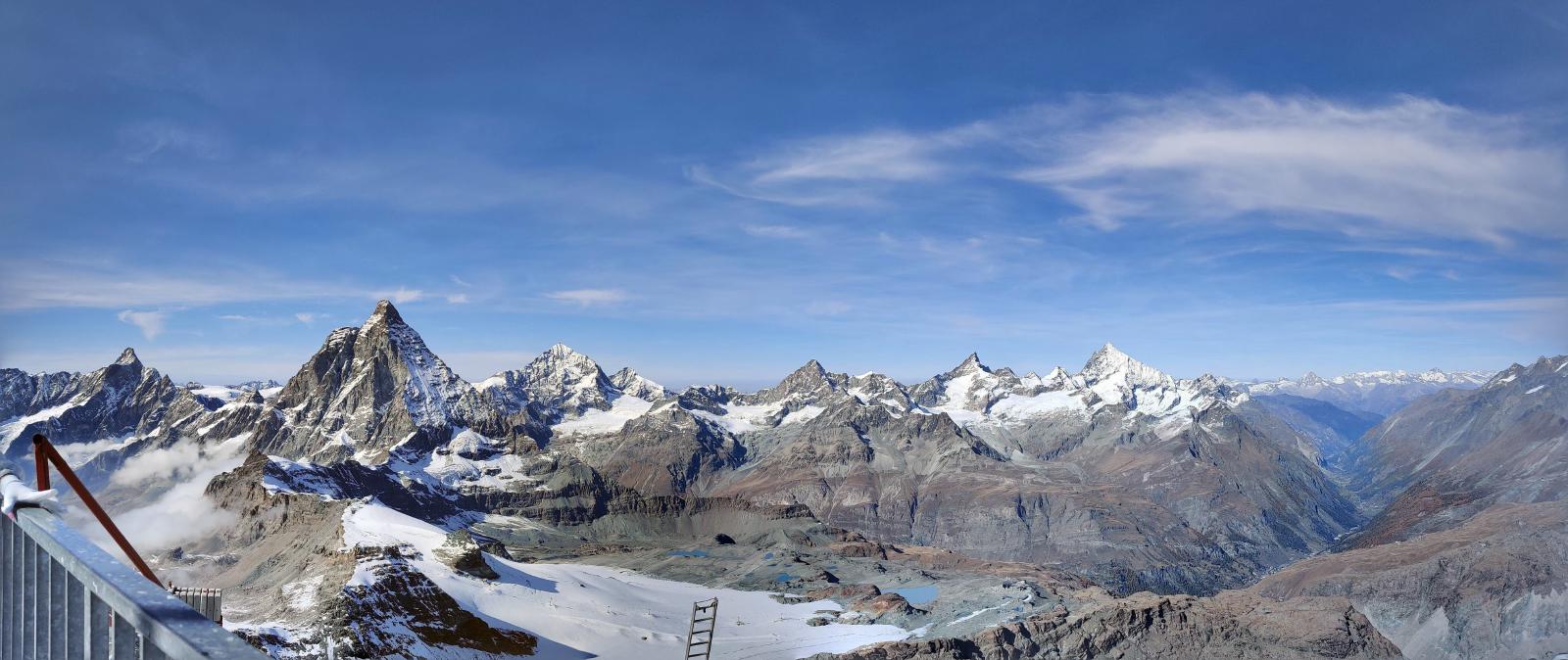 Panorama looking North from the top of Klein Matterhorn (Matterhorn Glacier Paradise viewpoint)